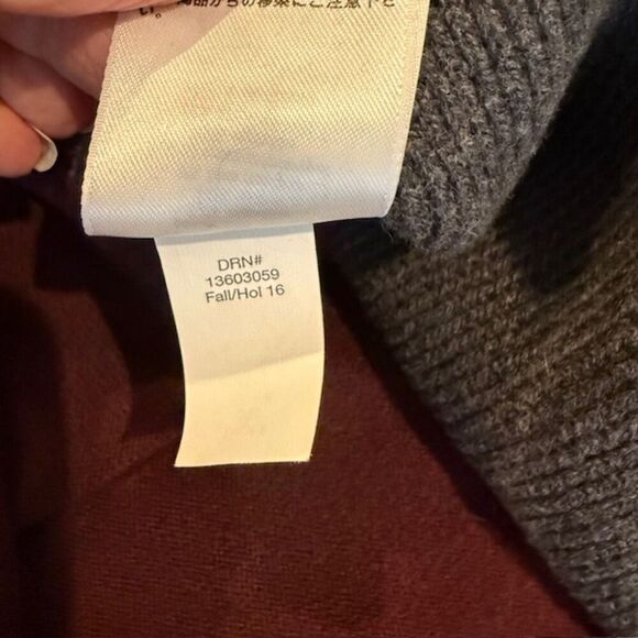 Eddie Bauer Merino Wool Blend Sweater with waffle knit Front Burgundy Gray XLT - Picture 9 of 13